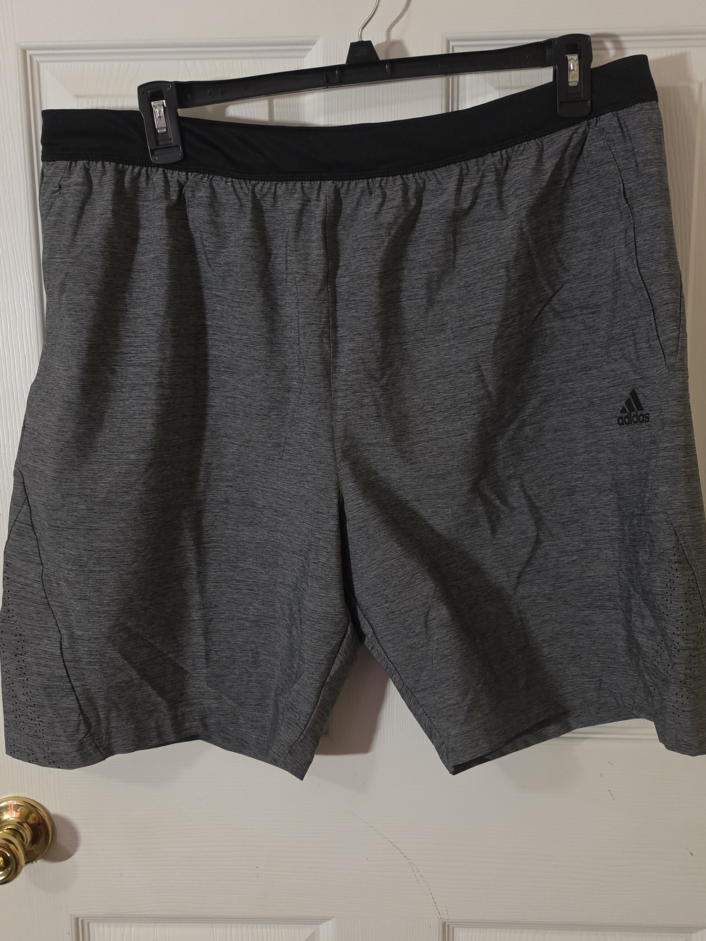 adidas Men’s Gray Athletic Training Shorts with Black Waistband